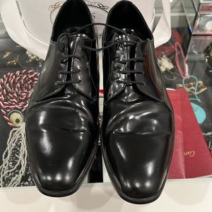 shine black leather mens prada tuxedo shoe
